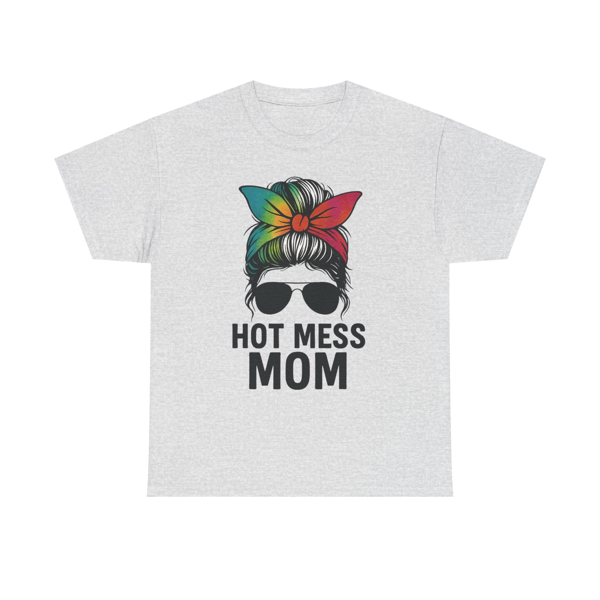 Hot Mess Mom T-Shirt — Messy Bun Graphic Tee for Moms