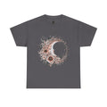 Boho Moon Floral Tee — Pink Moon with Flowers & Leaves
