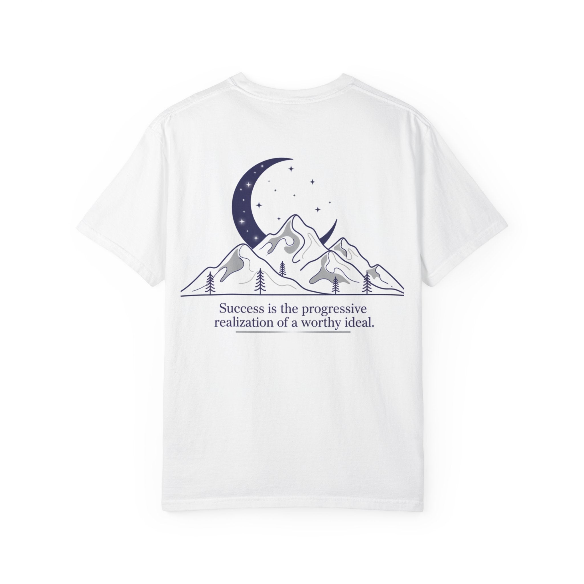 Mountain Moon Line-Drawn Tee — "Success" Inspirational Quote