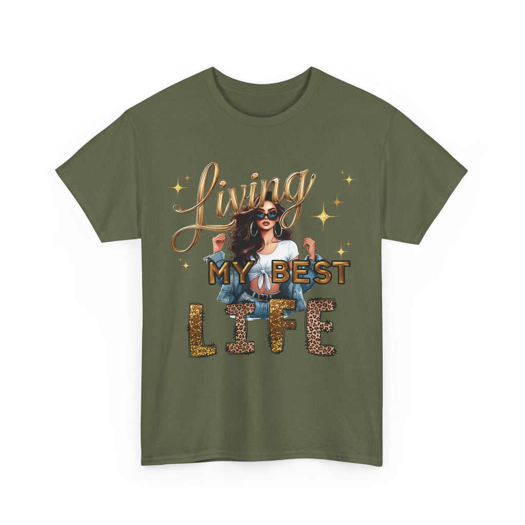 Living My Best Life Tee — Empowered, Aligned and Confident Woman Graphic T-Shirt