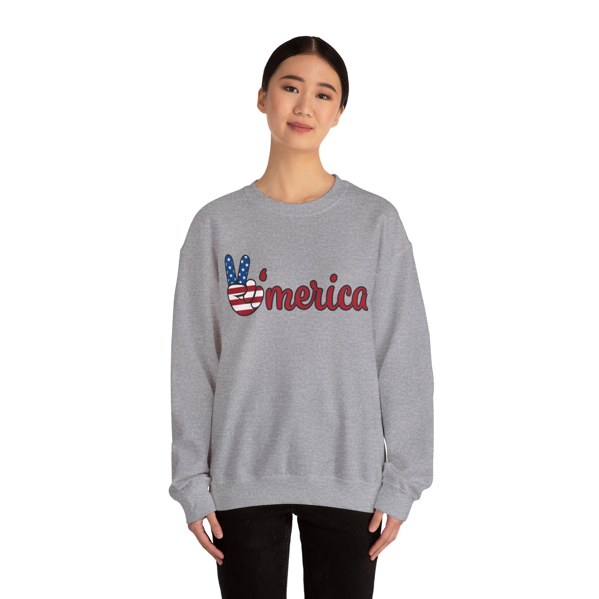 'Merica Peace Sign Sweatshirt – Patriotic USA Flag Crewneck