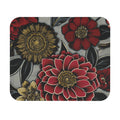 Floral Noir Gaming Mouse Pad — Red & Gold Botanical Desk Mat