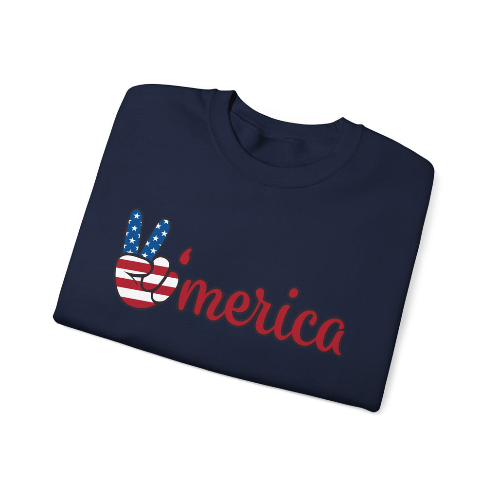 'Merica Peace Sign Sweatshirt – Patriotic USA Flag Crewneck