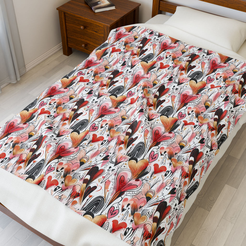 Velveteen Plush Blanket — Abstract Repeat Pattern Throw Valentine's day gift