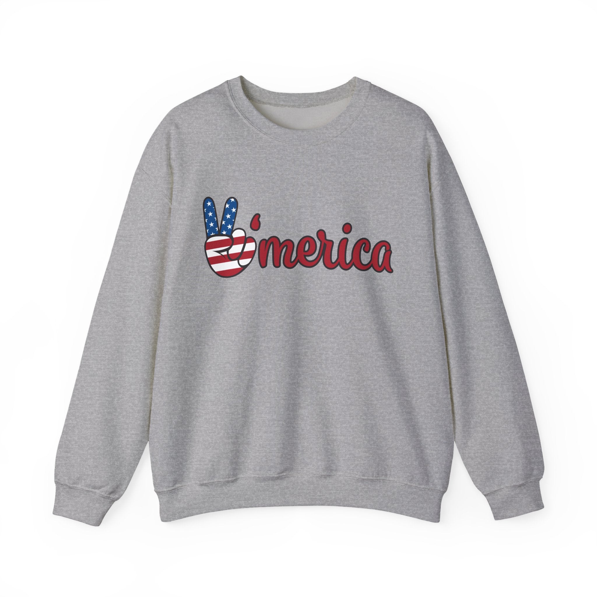 'Merica Peace Sign Sweatshirt – Patriotic USA Flag Crewneck