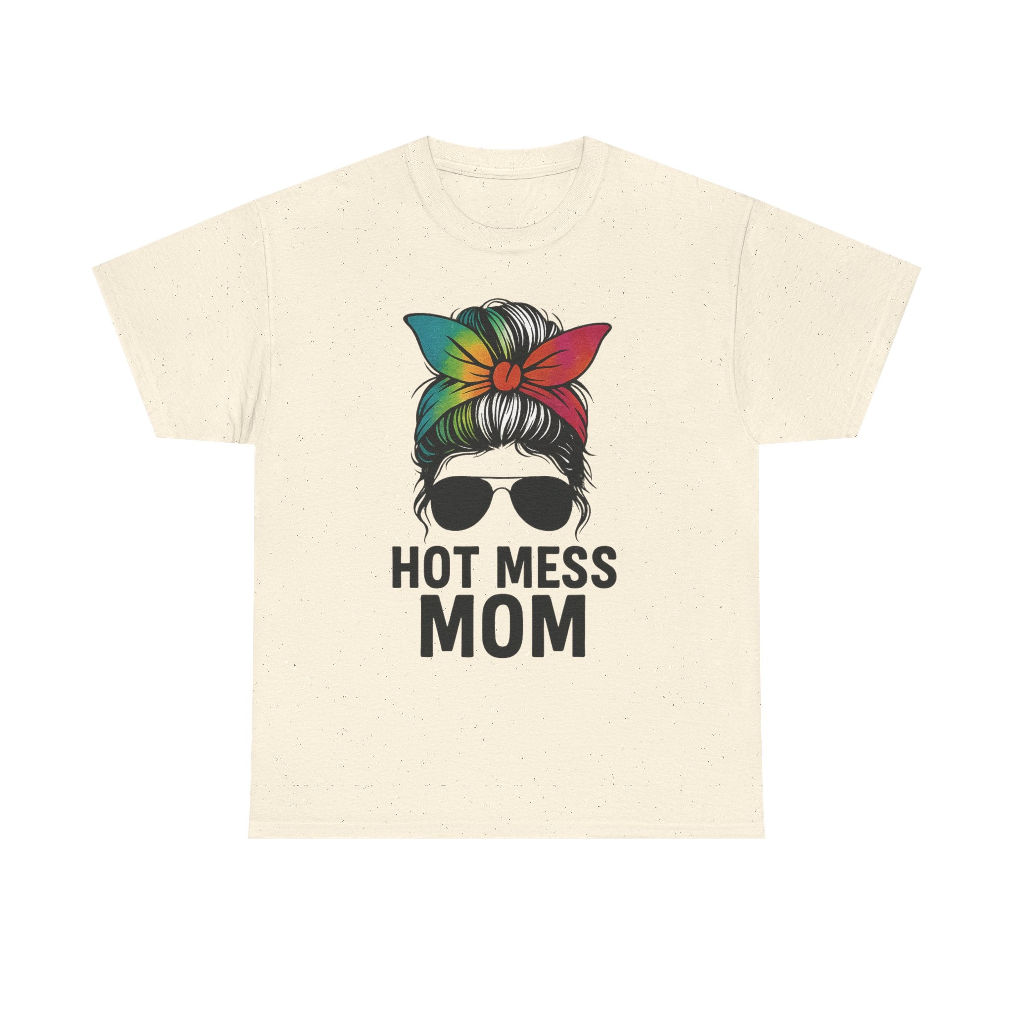 Hot Mess Mom T-Shirt — Messy Bun Graphic Tee for Moms
