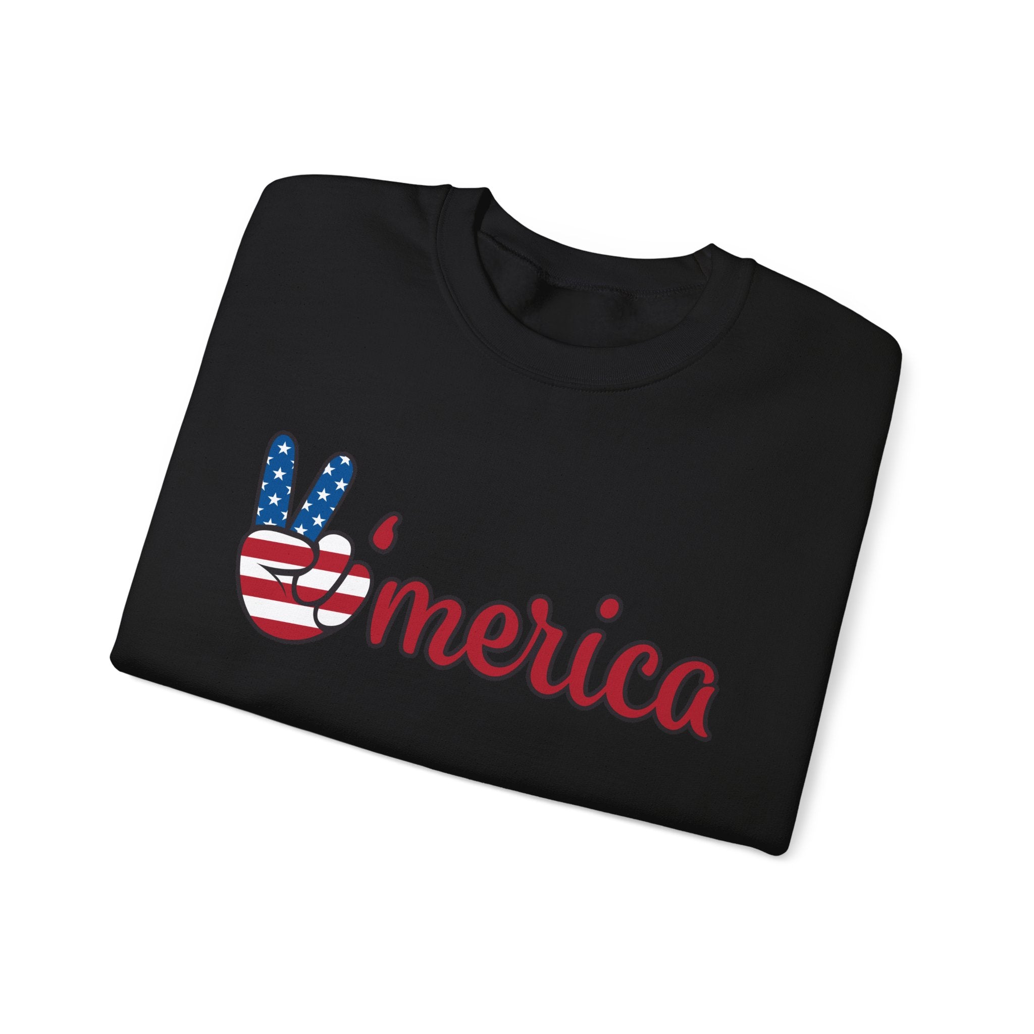 'Merica Peace Sign Sweatshirt – Patriotic USA Flag Crewneck