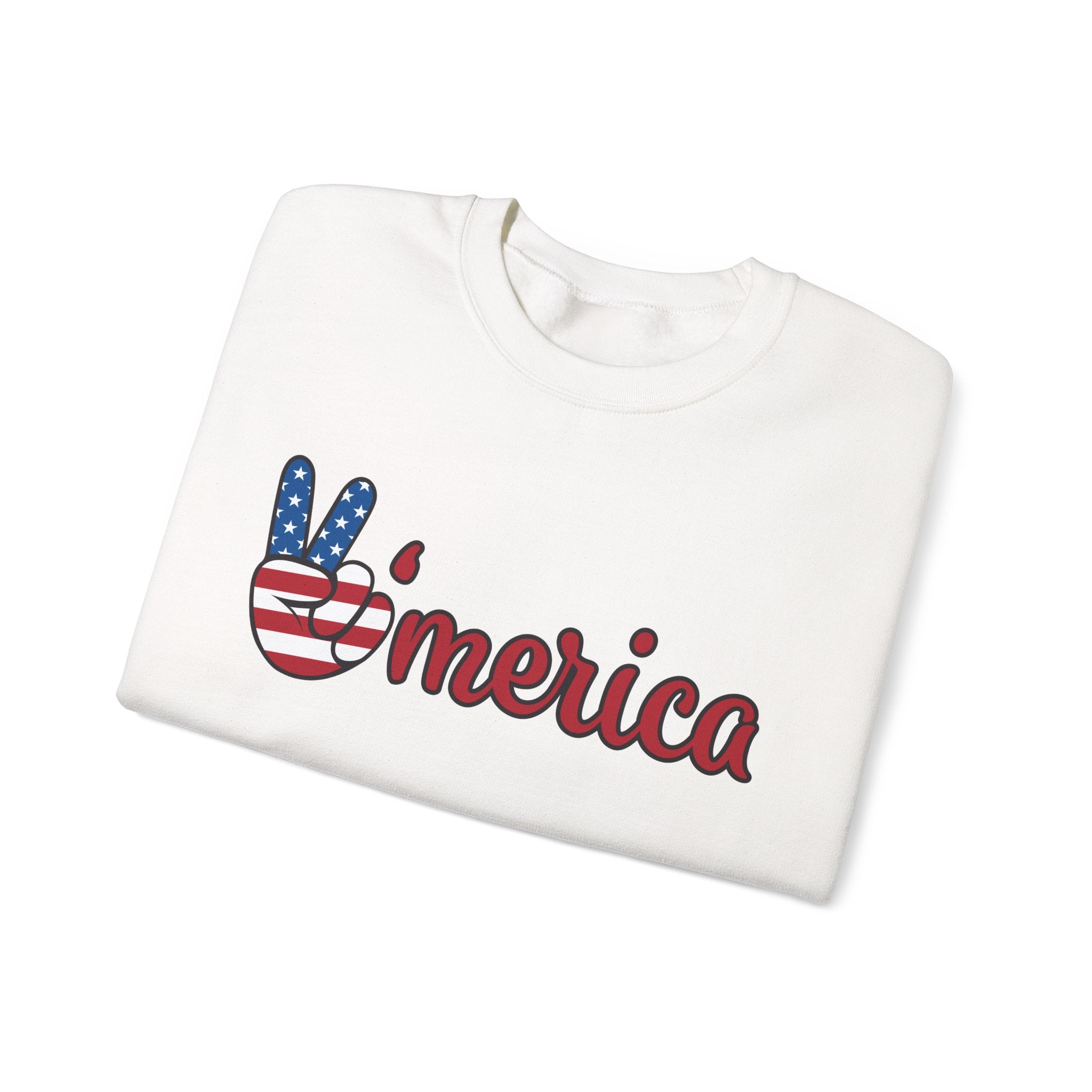 'Merica Peace Sign Sweatshirt – Patriotic USA Flag Crewneck