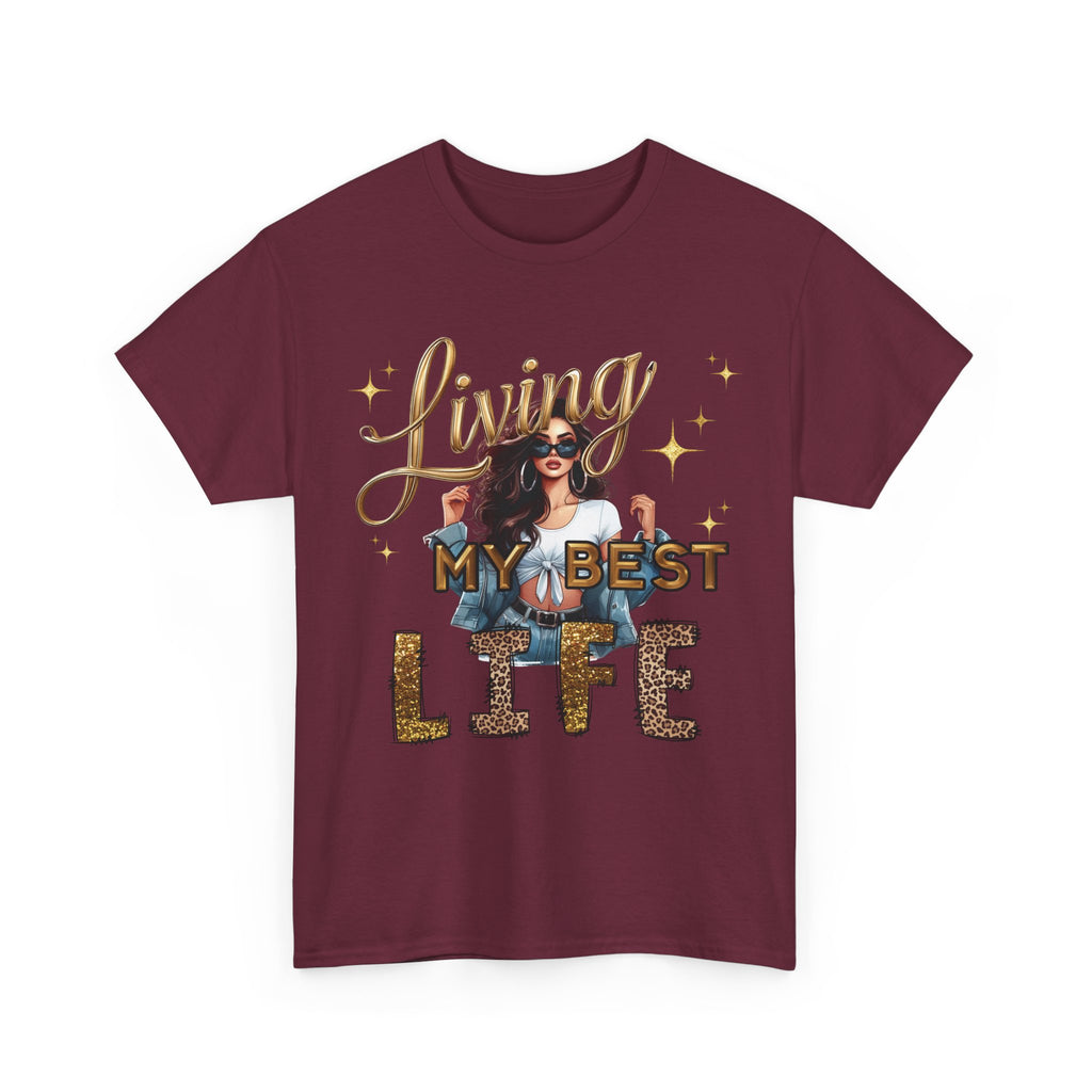 Living My Best Life Tee — Empowered, Aligned and Confident Woman Graphic T-Shirt