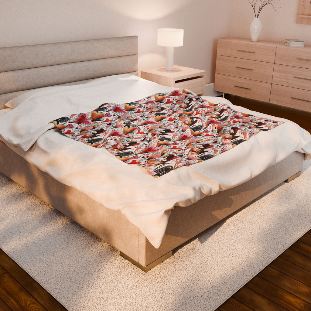 Velveteen Plush Blanket — Abstract Repeat Pattern Throw Valentine's day gift