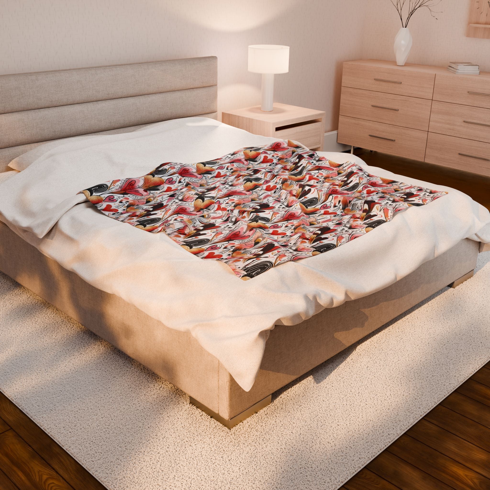 Velveteen Plush Blanket — Abstract Repeat Pattern Throw Valentine's day gift