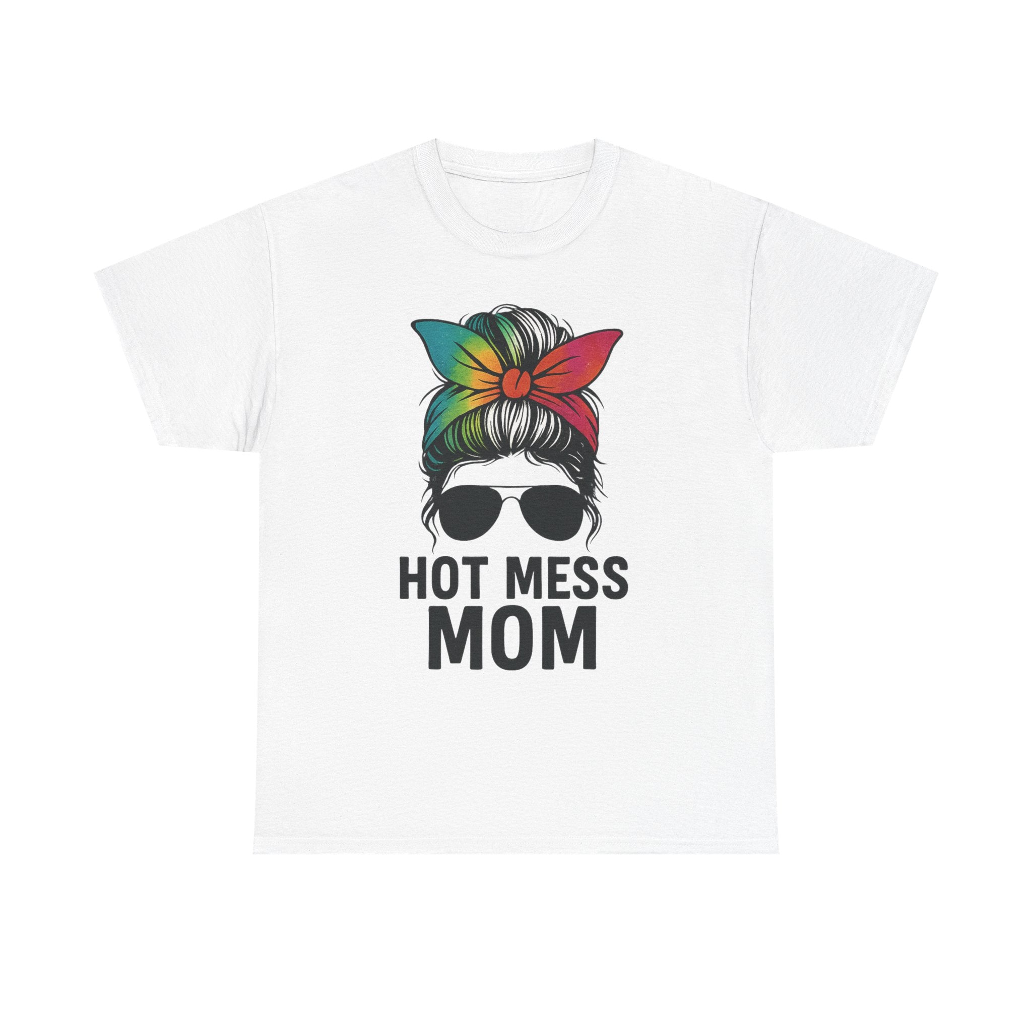 Hot Mess Mom T-Shirt — Messy Bun Graphic Tee for Moms