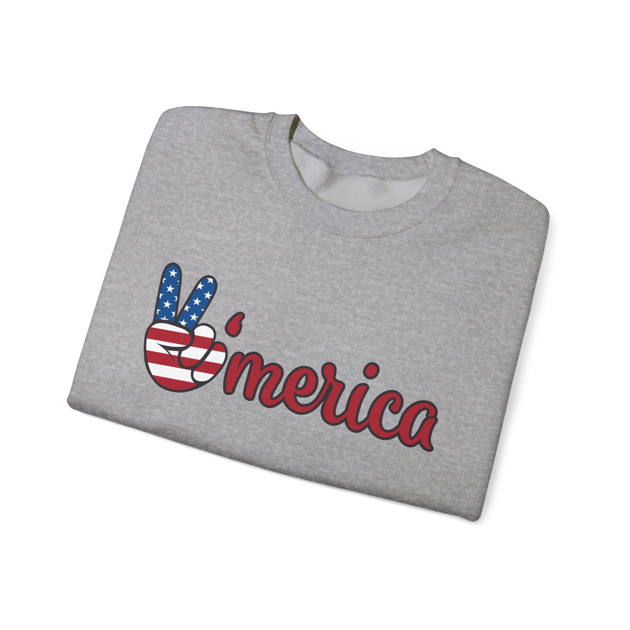 'Merica Peace Sign Sweatshirt – Patriotic USA Flag Crewneck