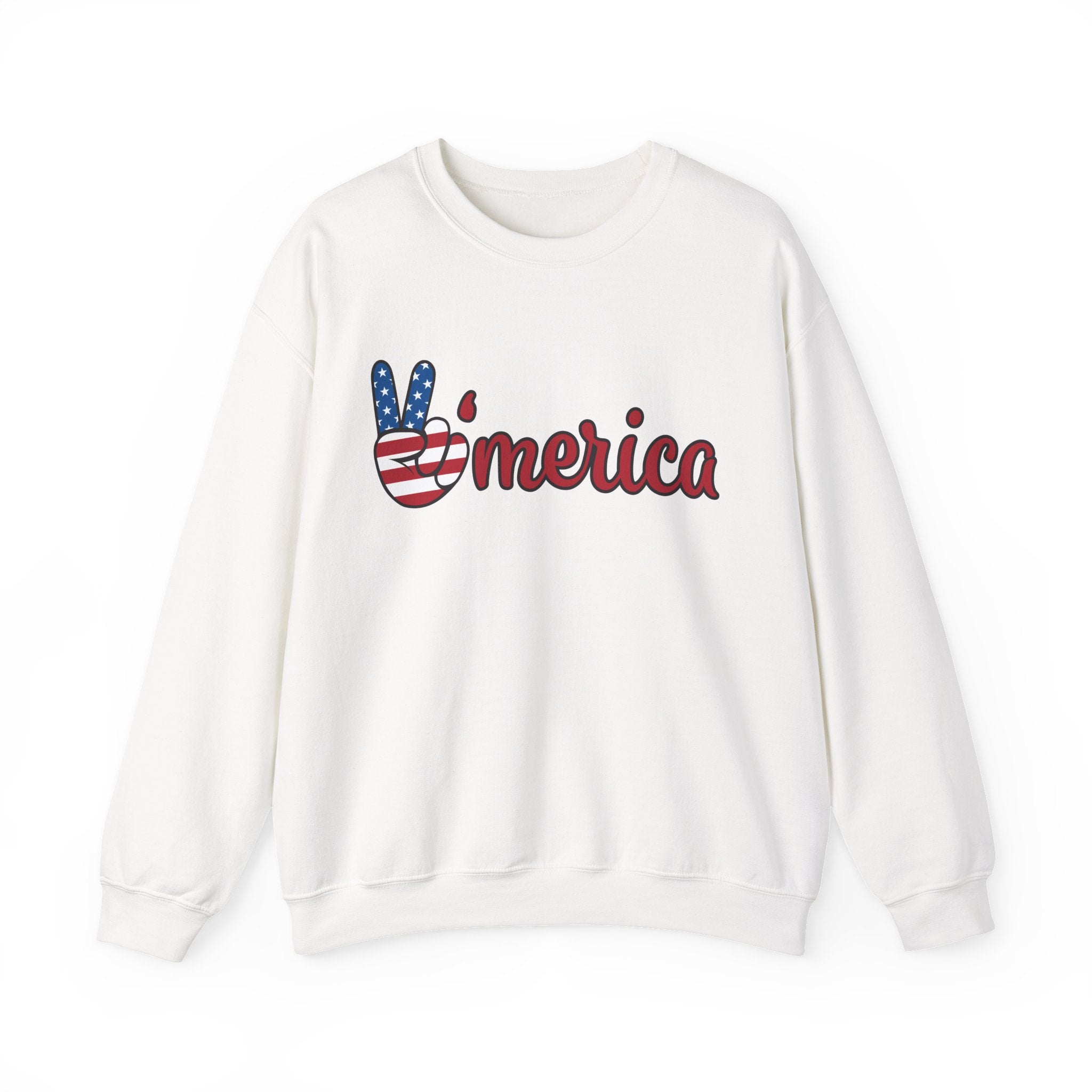 'Merica Peace Sign Sweatshirt – Patriotic USA Flag Crewneck