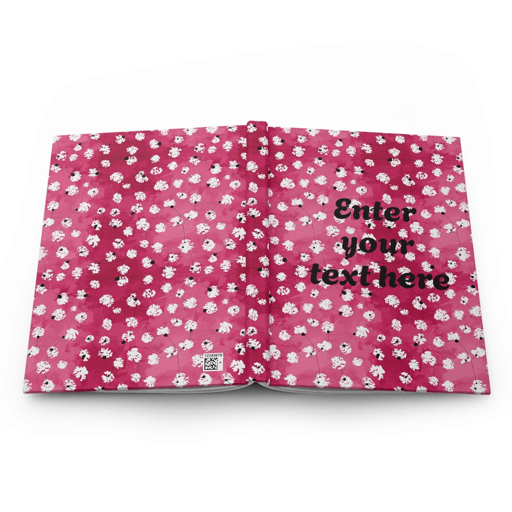 Floral Pink Hardcover Journal — Customizable "Enter your text here" Notebook