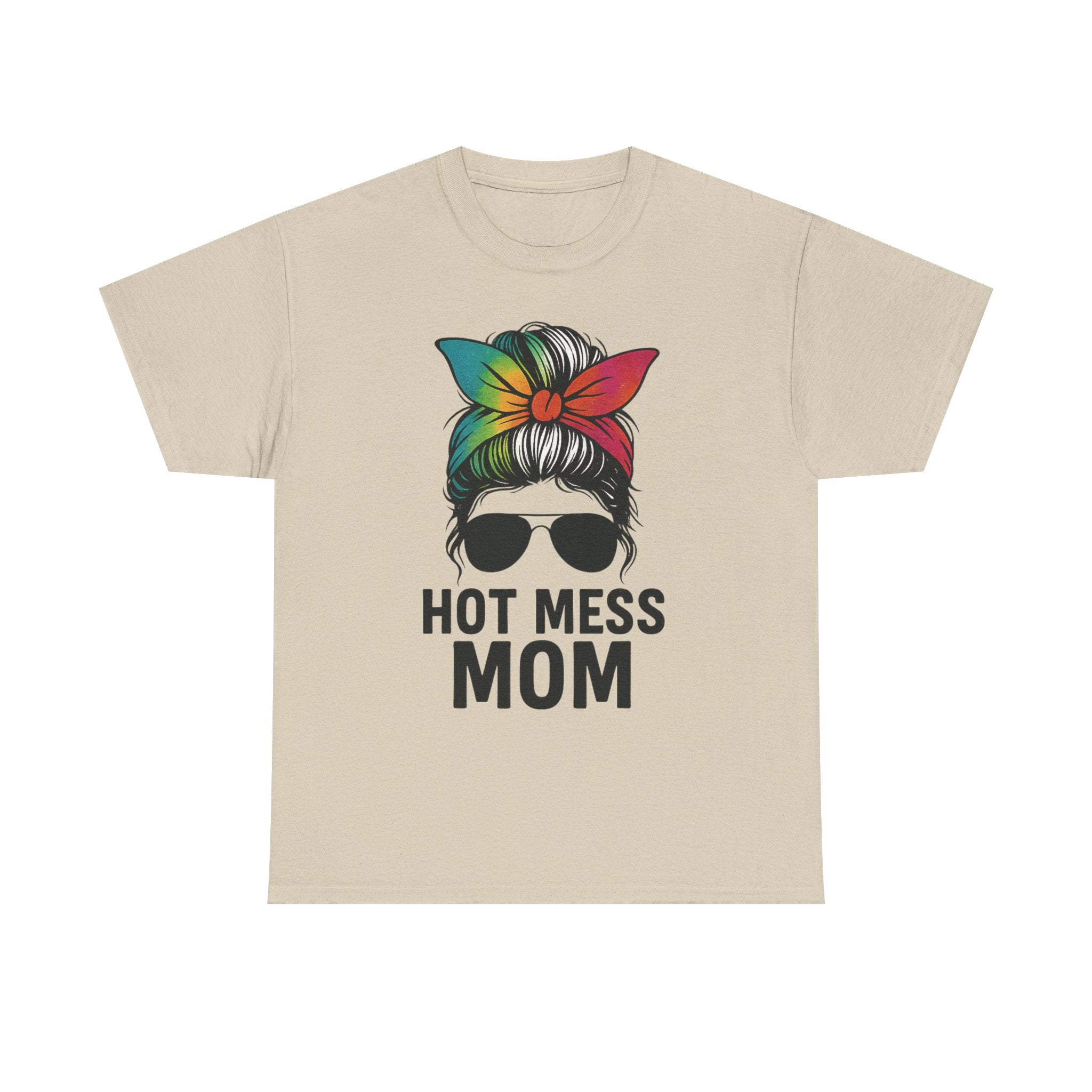 Hot Mess Mom T-Shirt — Messy Bun Graphic Tee for Moms